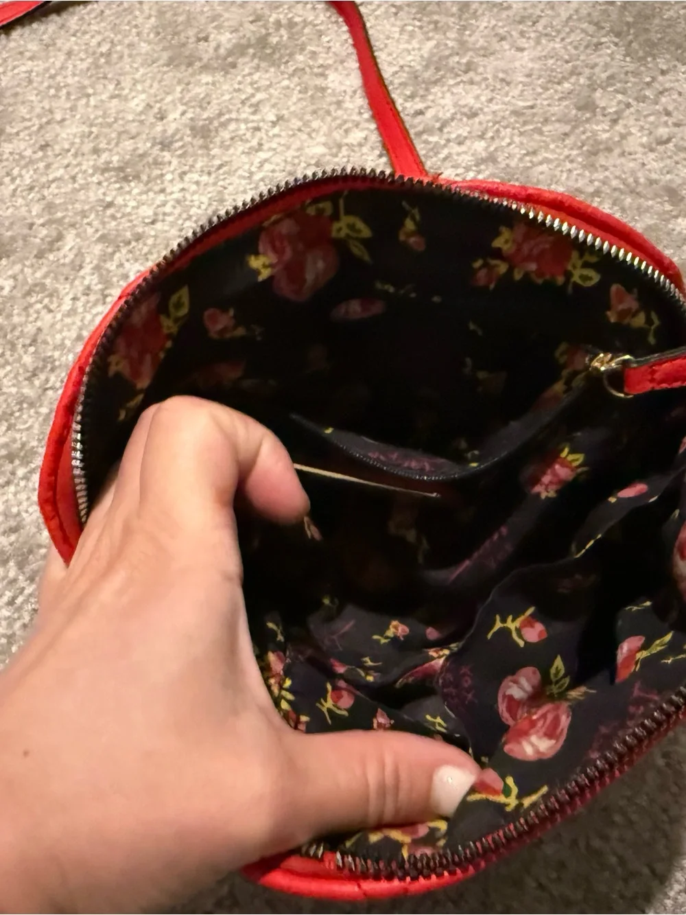 Quilted Red Betsey Johnson  Bag with Gold Nameplate